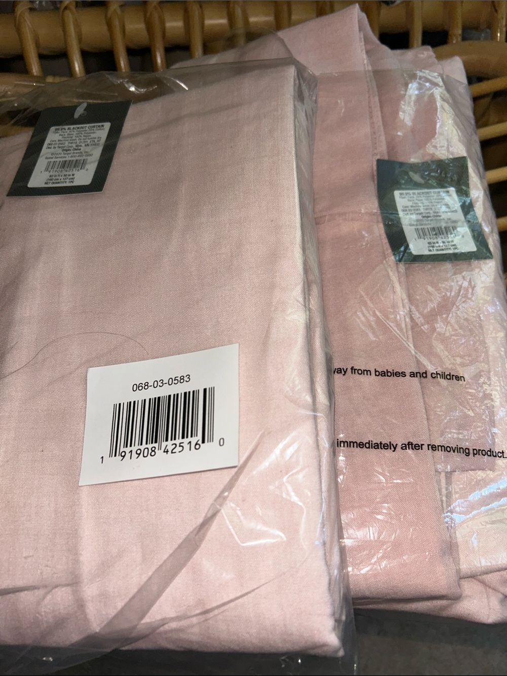 Threshold Blackout 63” H x 50” W Set of Two Curtain Panels, Blush
